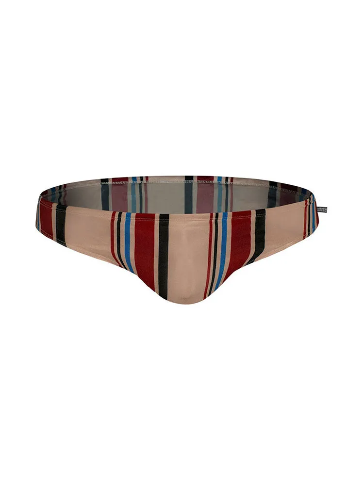 Men Casual Stripe Quick Drying Swim Briefs