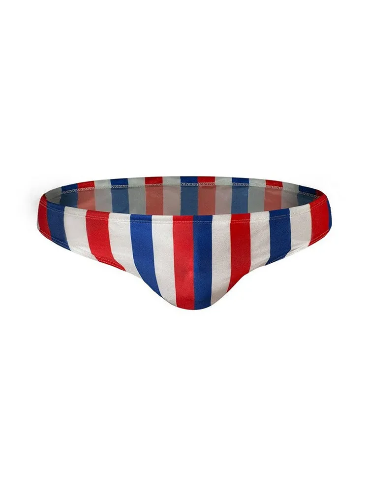Men Casual Stripe Quick Drying Swim Briefs