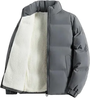 Men Winter Stand Collar Casual Coats Puffer jacketr Mens Fleece Lined jacketrs Thicken Warm Cotton Padded jacketr