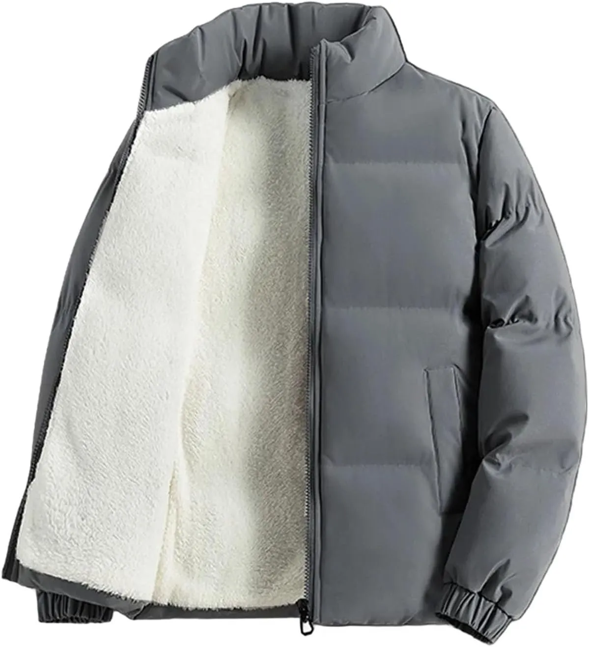 Men Winter Stand Collar Casual Coats Puffer jacketr Mens Fleece Lined jacketrs Thicken Warm Cotton Padded jacketr