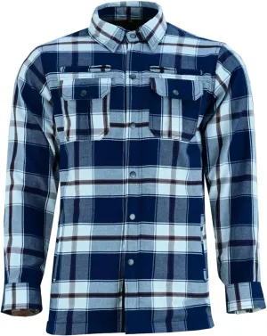 Mens Armored Checkered Flannel Biker Shirt, Multiple Waterproof Storage Pockets CE Approved Armor Reinforced Water Resistant