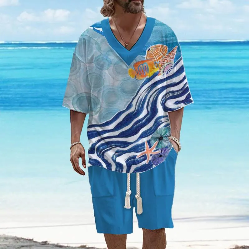 Men's Art Casual Printed Short Sleeve Suit 01033166YY