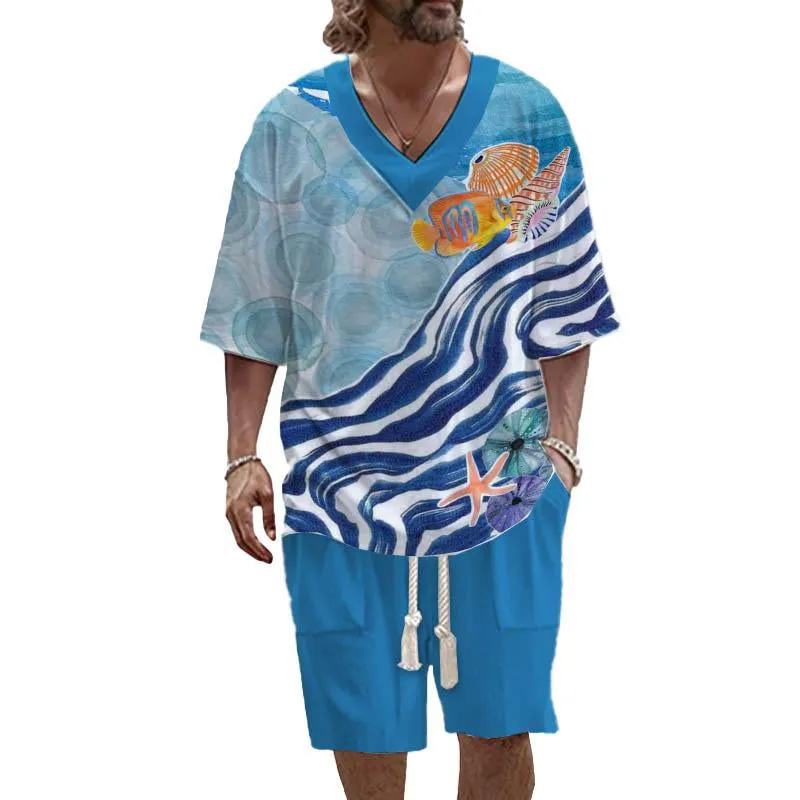 Men's Art Casual Printed Short Sleeve Suit 01033166YY