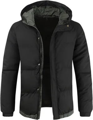 Mens Autumn And Winter Fashion Casual Solid Color Padded Warm Cotton Coat Cotton Padded Jacket Coats And Jackets