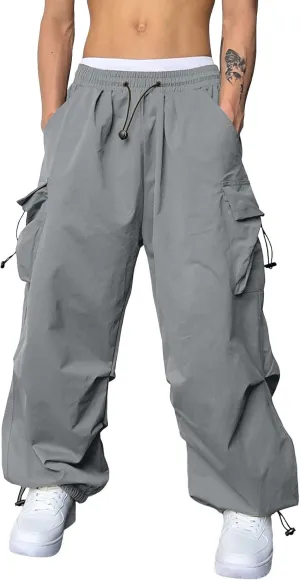 Mens Baggy Cargo Pants, Parachute Pants Causal Loose Fit Joggers, Trendy Harem Pants, Hip Hop Streetwear with Pockets