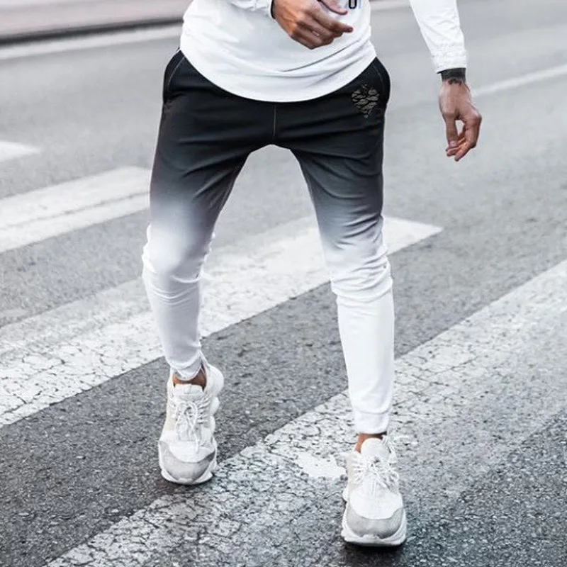 Men'S Black And White Gradient Long Sleeve Fashion Two-Piece Suit