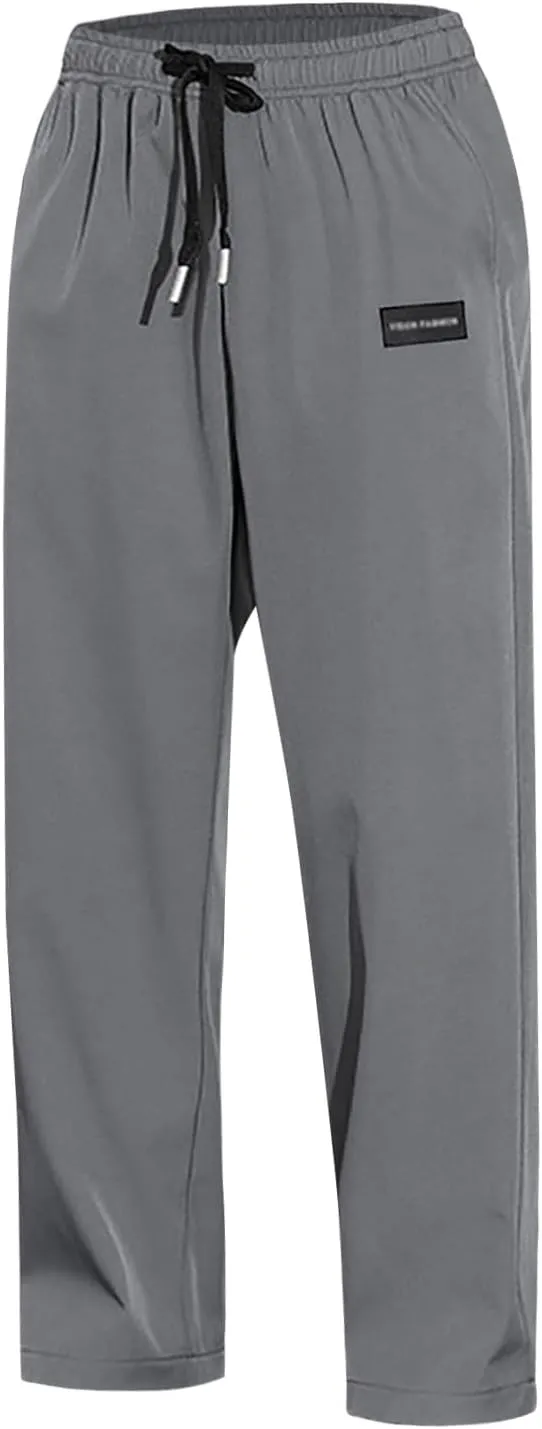 Men's Casual Corduroy Pants, Drawstring Elastic Waist Fashion Loose Fit Pants for Men, Lace Up Pocket Trousers