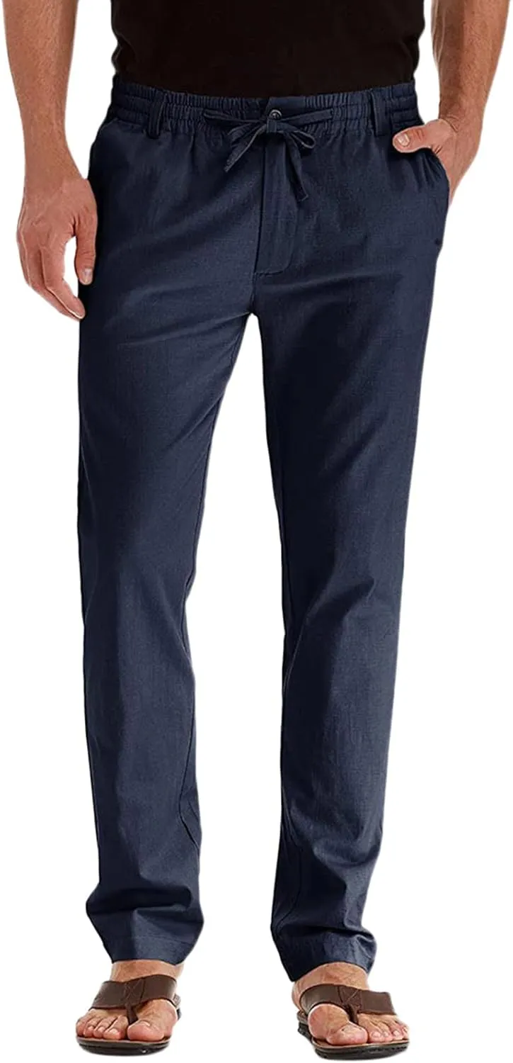 Mens Casual Pants, Elastic Waist and Zip Fly with Adjustable Internal Drawstring Custom Fit for Men Workout Pants