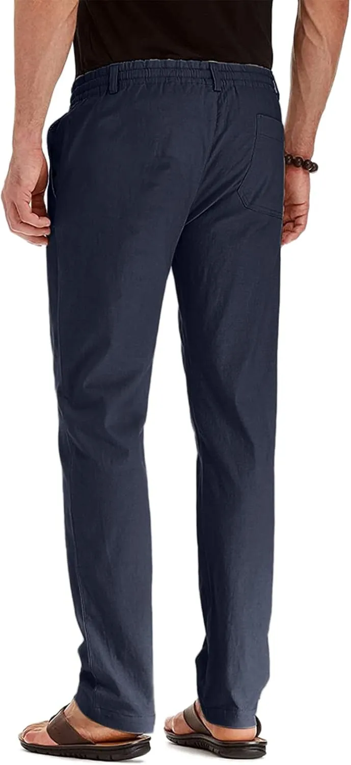 Mens Casual Pants, Elastic Waist and Zip Fly with Adjustable Internal Drawstring Custom Fit for Men Workout Pants