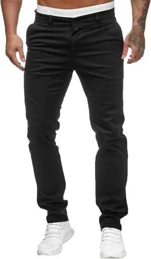 Men's Casual Slim Pants Solid Color Mid Trousers Fashion Joggers Sports Pants Hiking Trousers Gym Sweatpants