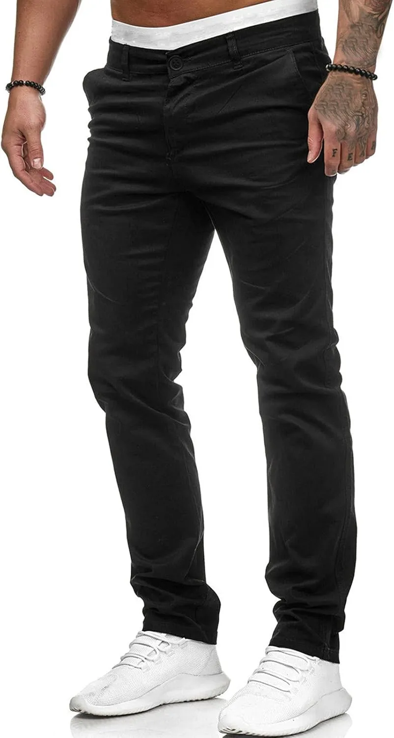 Men's Casual Slim Pants Solid Color Mid Trousers Fashion Joggers Sports Pants Hiking Trousers Gym Sweatpants
