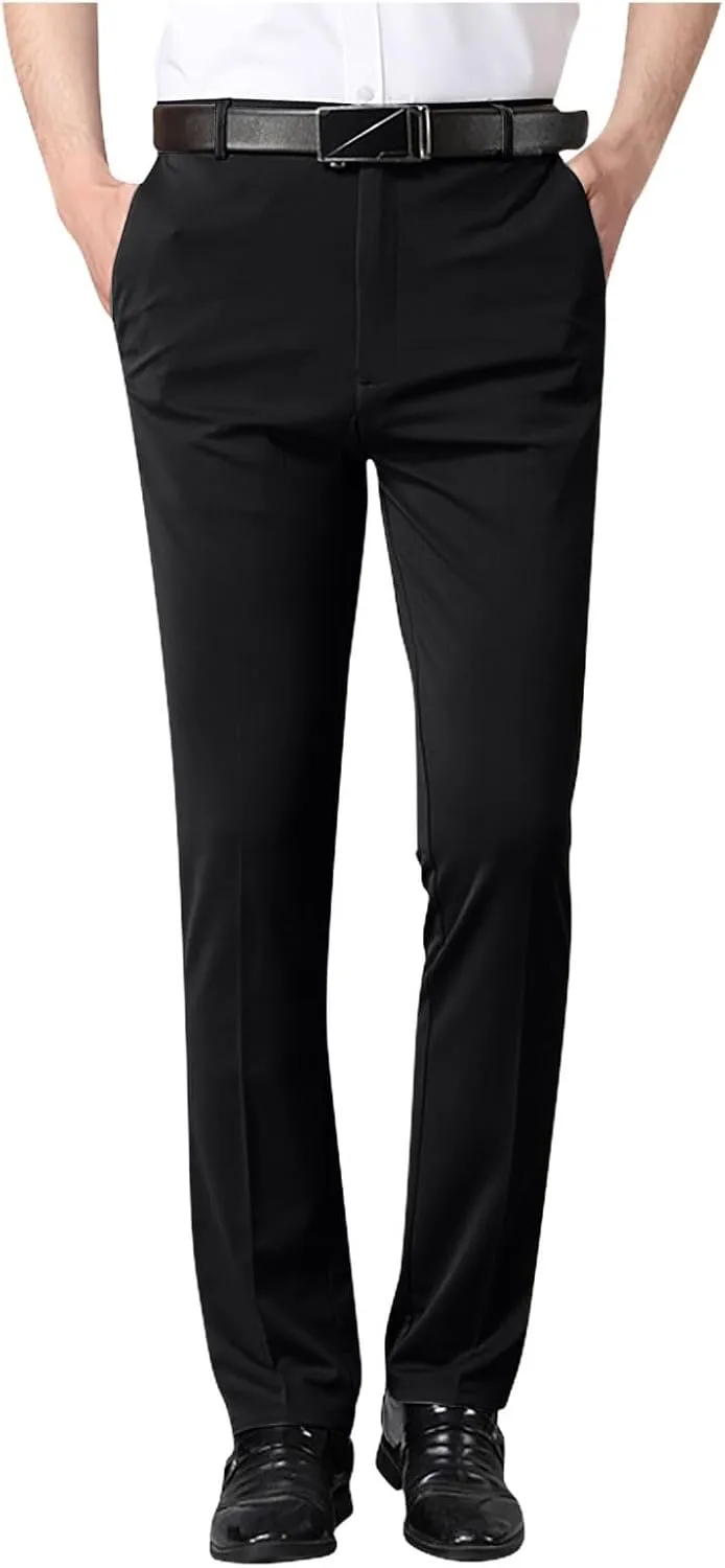 Mens Chinos Pants with Belt Slim Fit Casual Work Pants for Men with Pockets for Office and Daily Wear Slacks