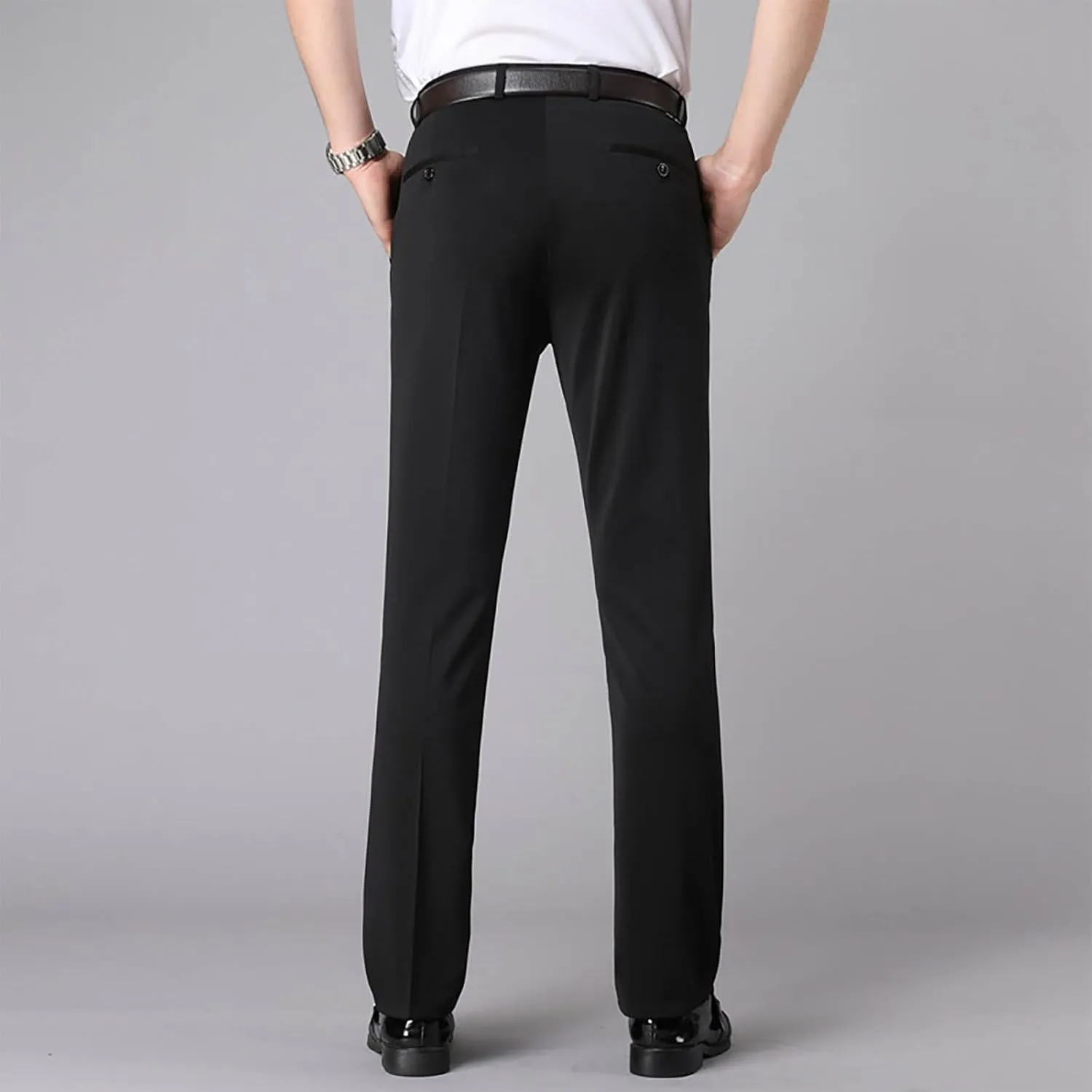 Mens Chinos Pants with Belt Slim Fit Casual Work Pants for Men with Pockets for Office and Daily Wear Slacks