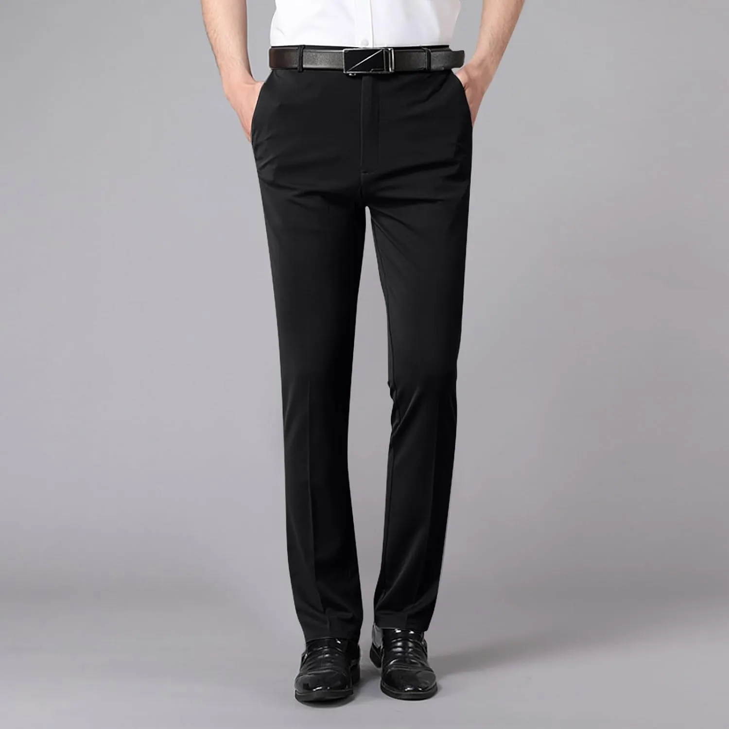 Mens Chinos Pants with Belt Slim Fit Casual Work Pants for Men with Pockets for Office and Daily Wear Slacks