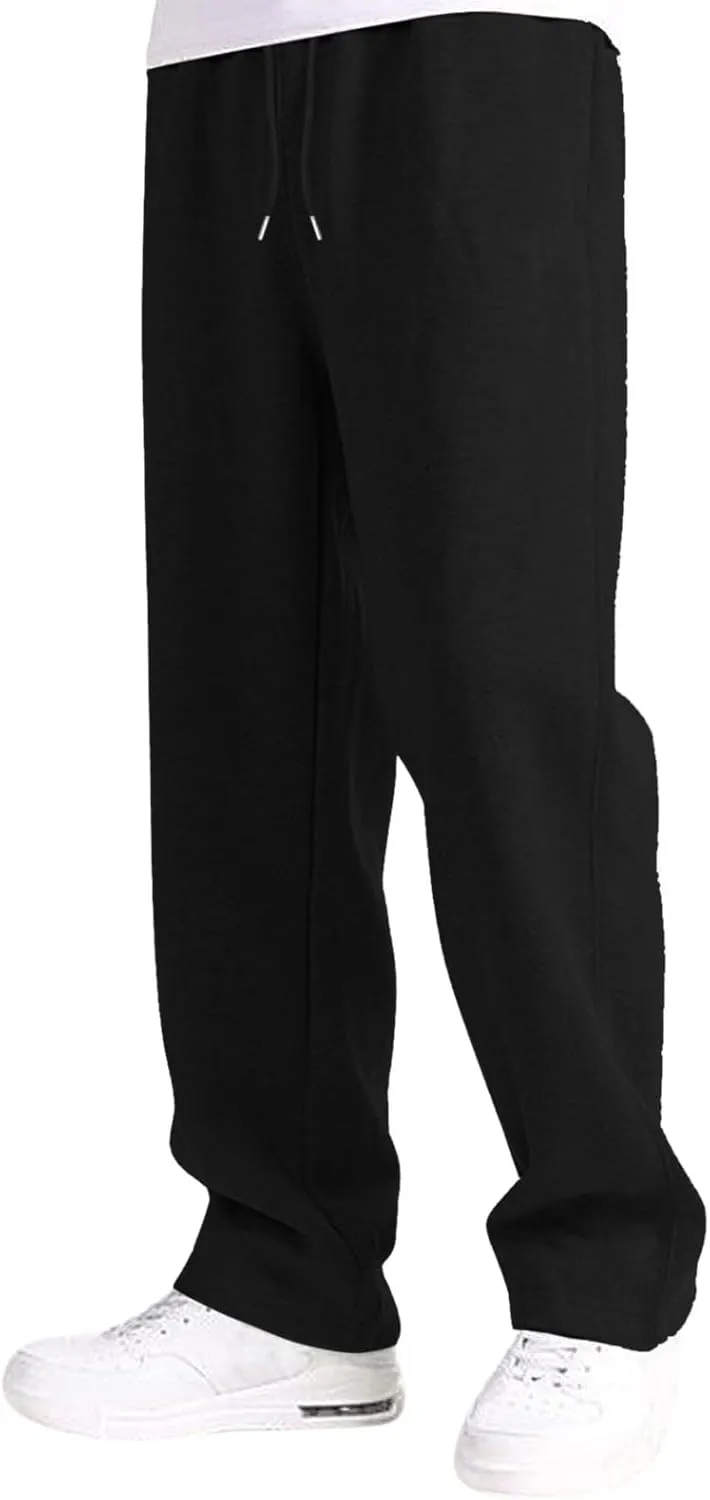 Men's Cotton Casual Pants, Elastic Waist Bottom Sweatpants, Workout High Waist Lightweight Drawstring Summer Yoga Pants