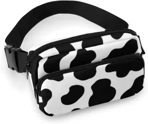 Mens Crossbody Workout Belt Bag Compatible with Cow Print Water-Resistant Fanny Pack for Hiking/Jogging