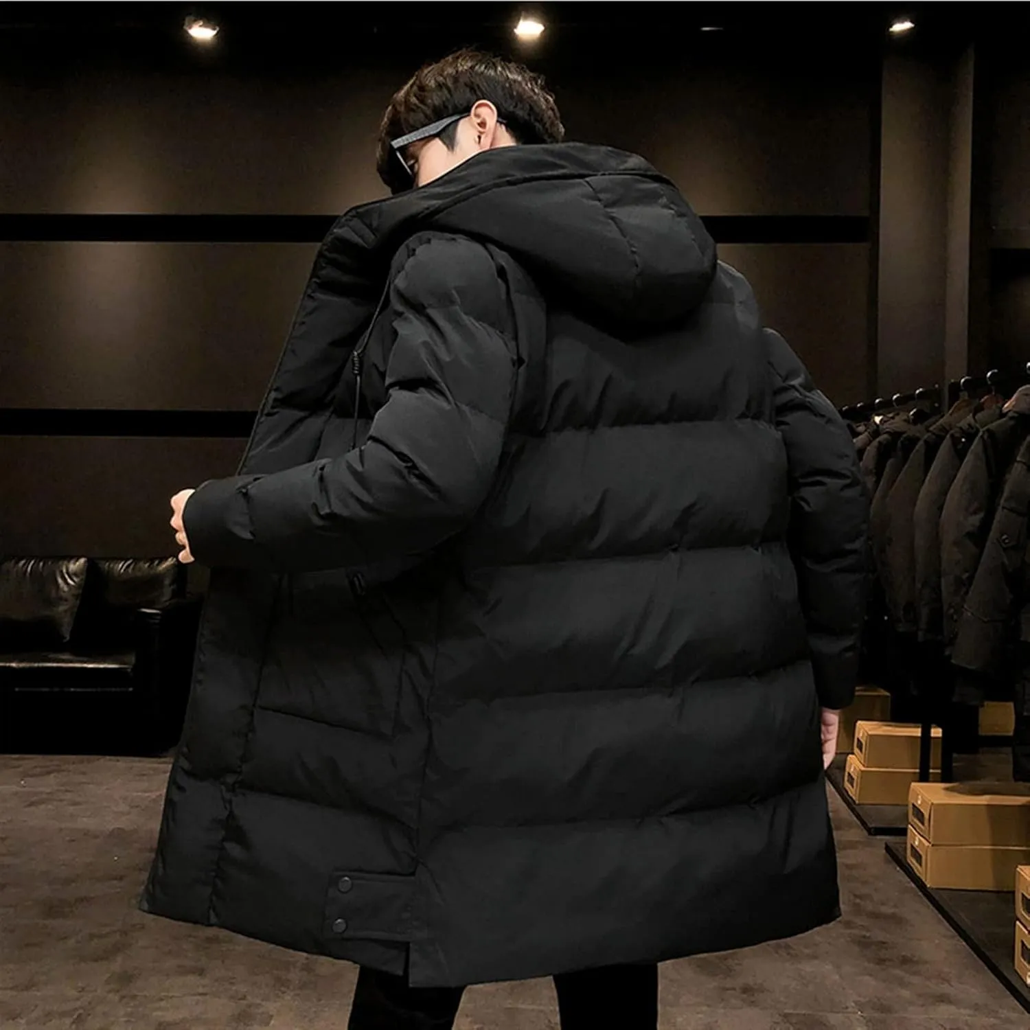 Mens down jacket Men Winter Jacket Coat Long Style Men Hooded Thick Cotton-Padded Jacket Men Coat Male Casual Coats