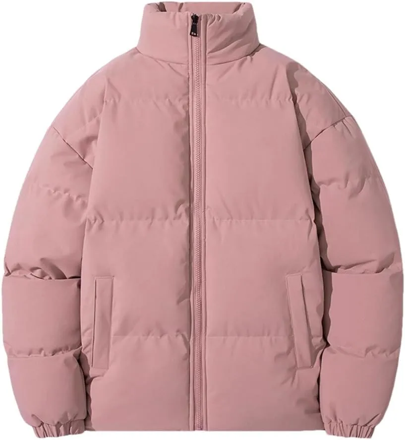 Men's Down Jacket Solid Color Stand Collar Cotton Down Jacket Winter Zipper Down Jacket