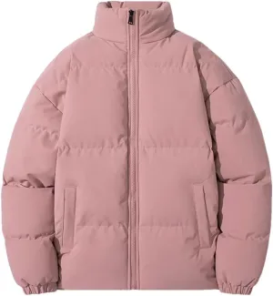 Men's Down Jacket Solid Color Stand Collar Cotton Down Jacket Winter Zipper Down Jacket