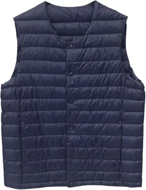 Men's Down Vest Male Collarless Lightweight Puffer Vest Man Winter Warm Quilted Sleeveless Jacket