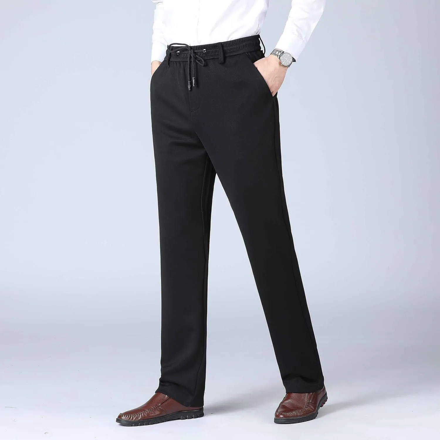 Men's Fashion Thin Solid Color Casual Elastic Sweatpants Chinos Pants Men Slim Fit