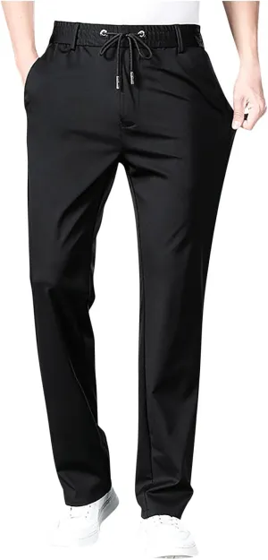 Men's Fashion Thin Solid Color Casual Elastic Sweatpants Chinos Pants Men Slim Fit
