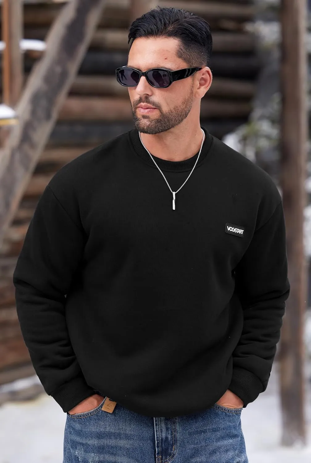 Men's Fleece Lined Sweatshirt Crewneck Sherpa Pullover Thermal Winter Shirts (S-XXL)