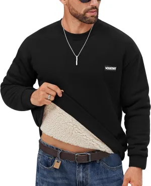 Men's Fleece Lined Sweatshirt Crewneck Sherpa Pullover Thermal Winter Shirts (S-XXL)