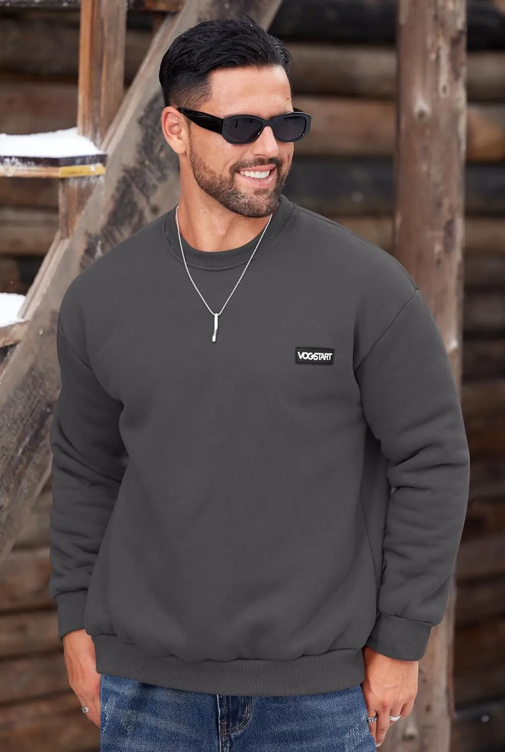 Men's Fleece Lined Sweatshirt Crewneck Sherpa Pullover Thermal Winter Shirts (S-XXL)