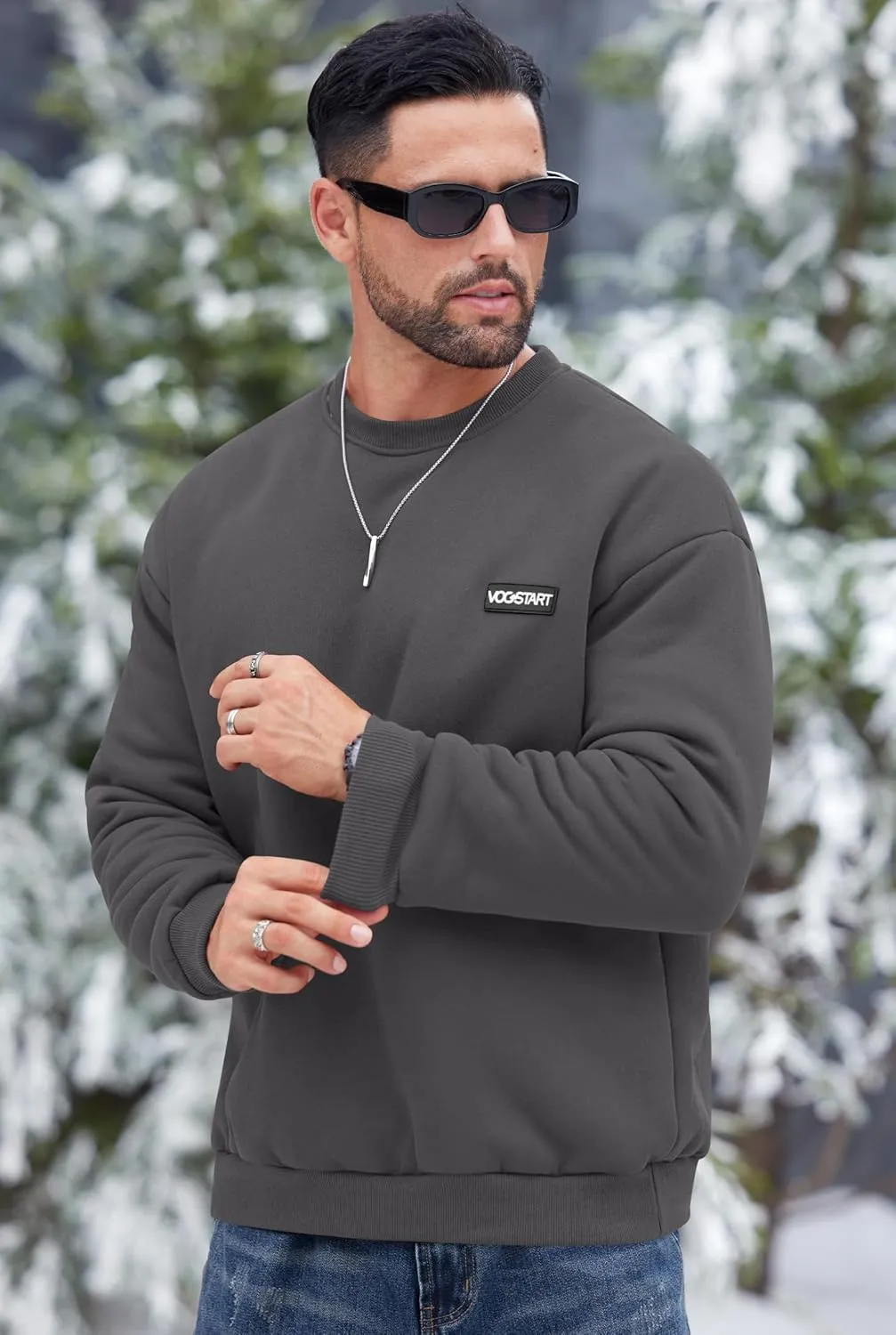 Men's Fleece Lined Sweatshirt Crewneck Sherpa Pullover Thermal Winter Shirts (S-XXL)