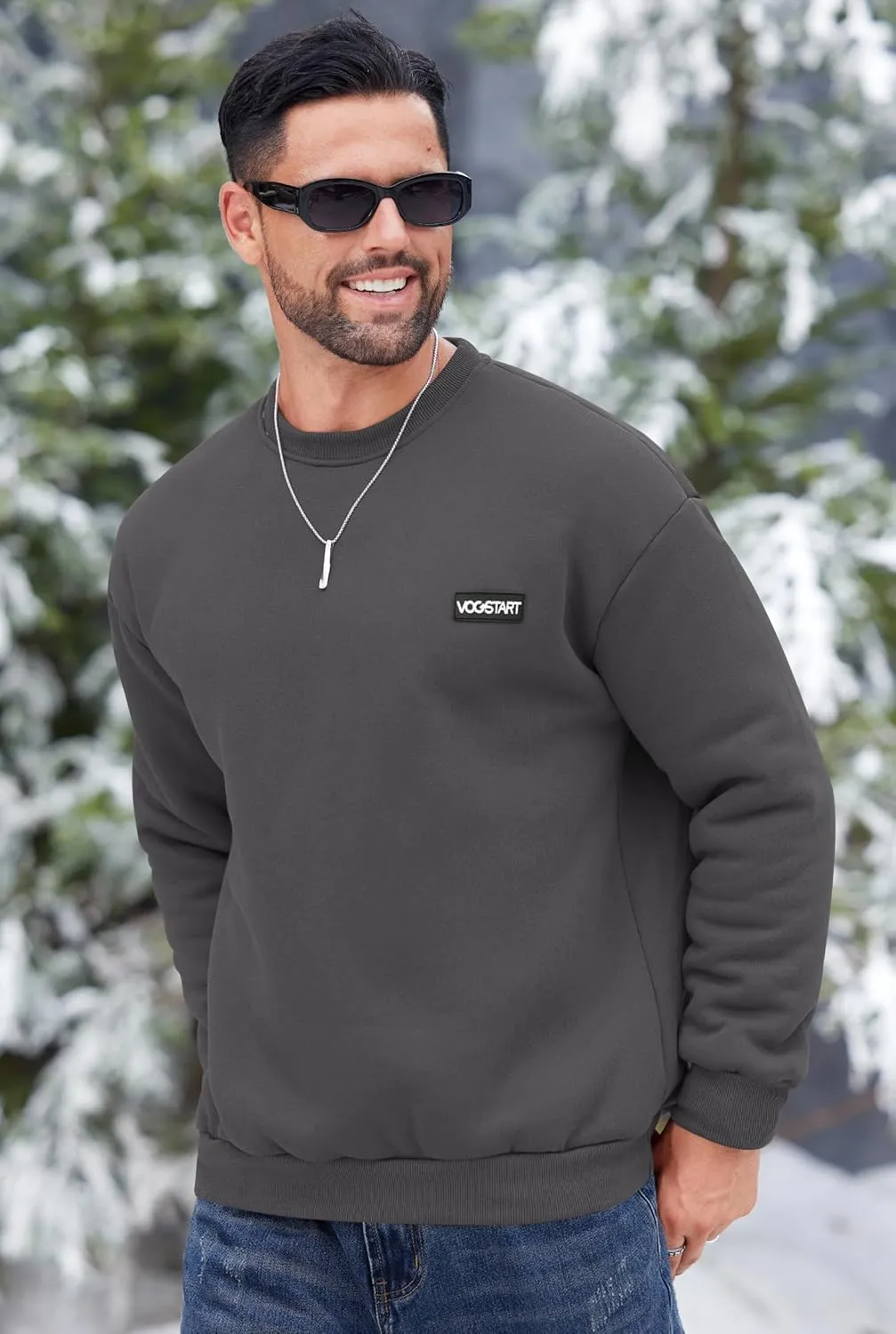 Men's Fleece Lined Sweatshirt Crewneck Sherpa Pullover Thermal Winter Shirts (S-XXL)