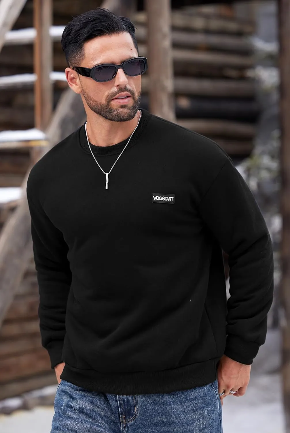 Men's Fleece Lined Sweatshirt Crewneck Sherpa Pullover Thermal Winter Shirts (S-XXL)