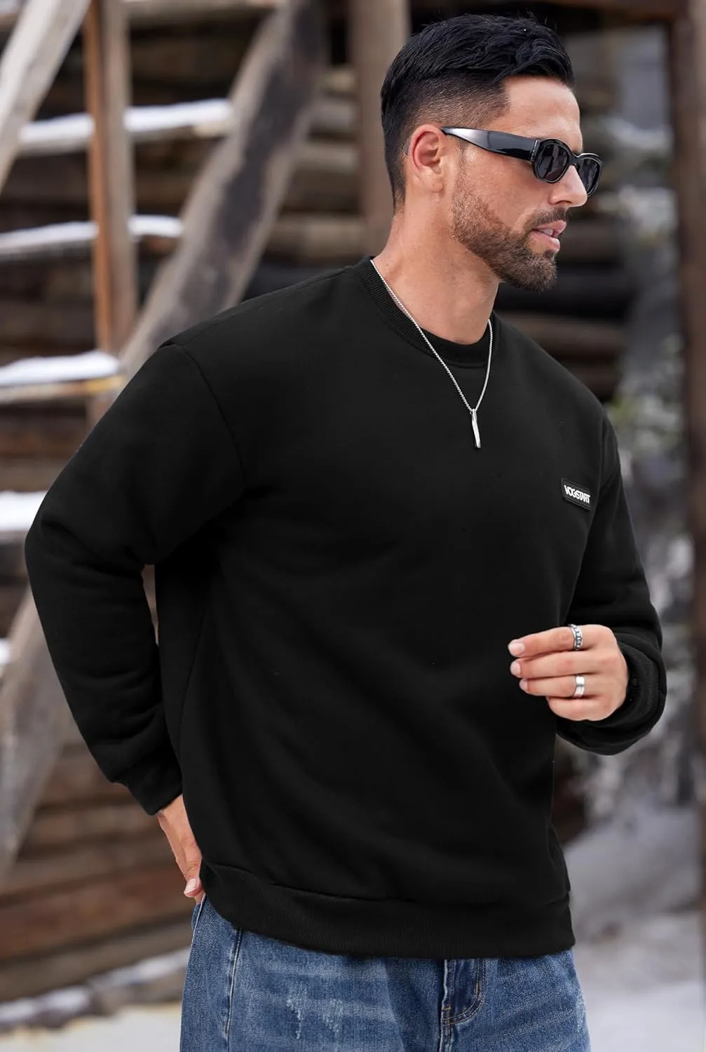 Men's Fleece Lined Sweatshirt Crewneck Sherpa Pullover Thermal Winter Shirts (S-XXL)