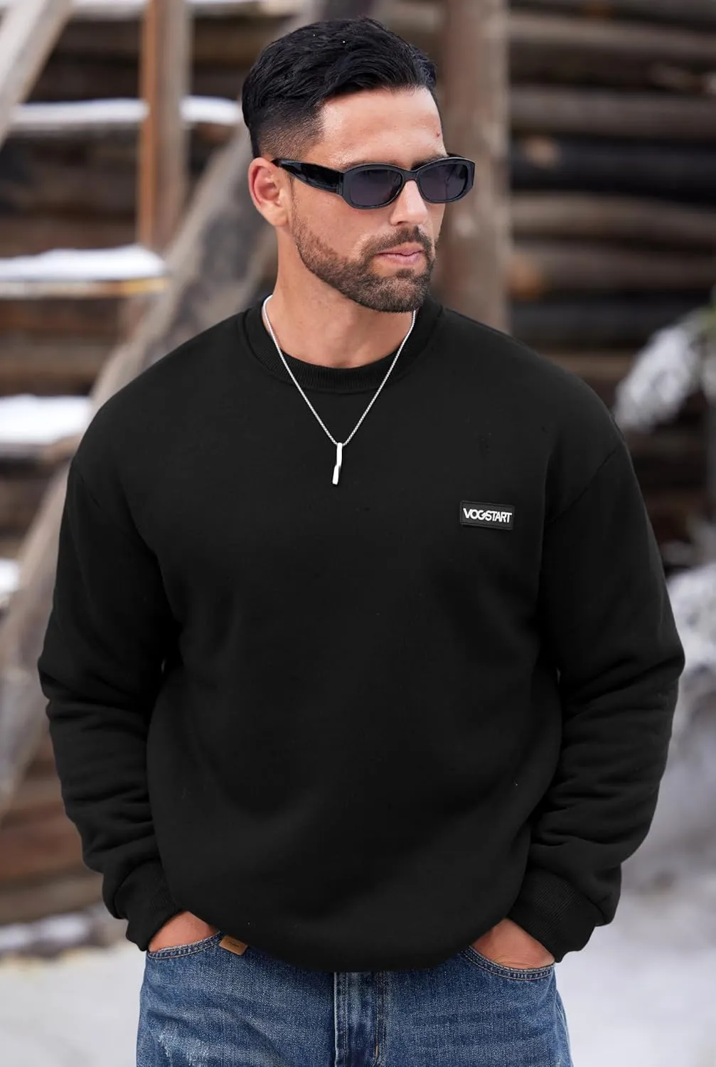 Men's Fleece Lined Sweatshirt Crewneck Sherpa Pullover Thermal Winter Shirts (S-XXL)