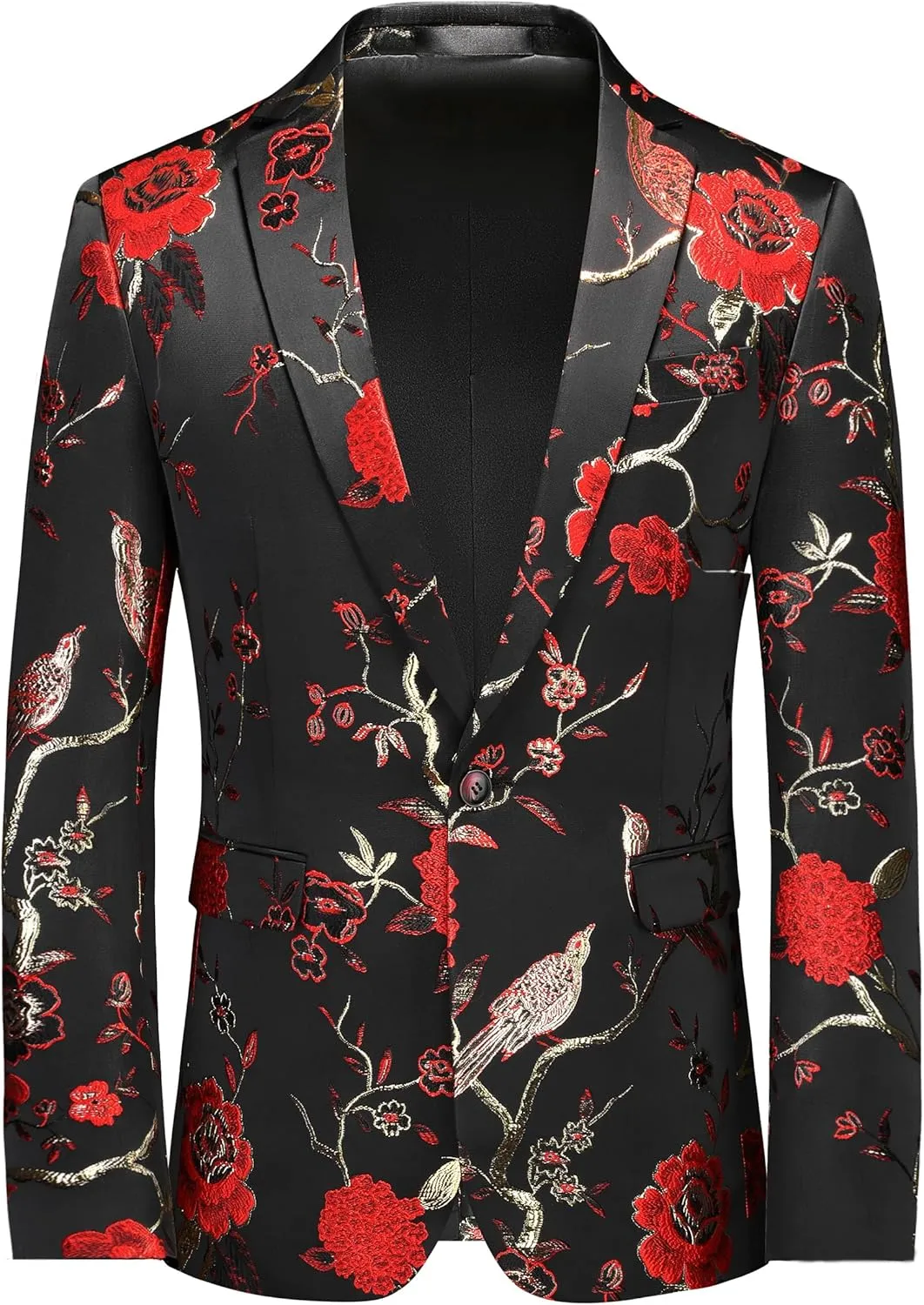 Mens Floral Suit Jacket Jacquard Paisley Luxury One Button Slim Fitted Business Wedding Tuxedo Suit Blazer Jacket
