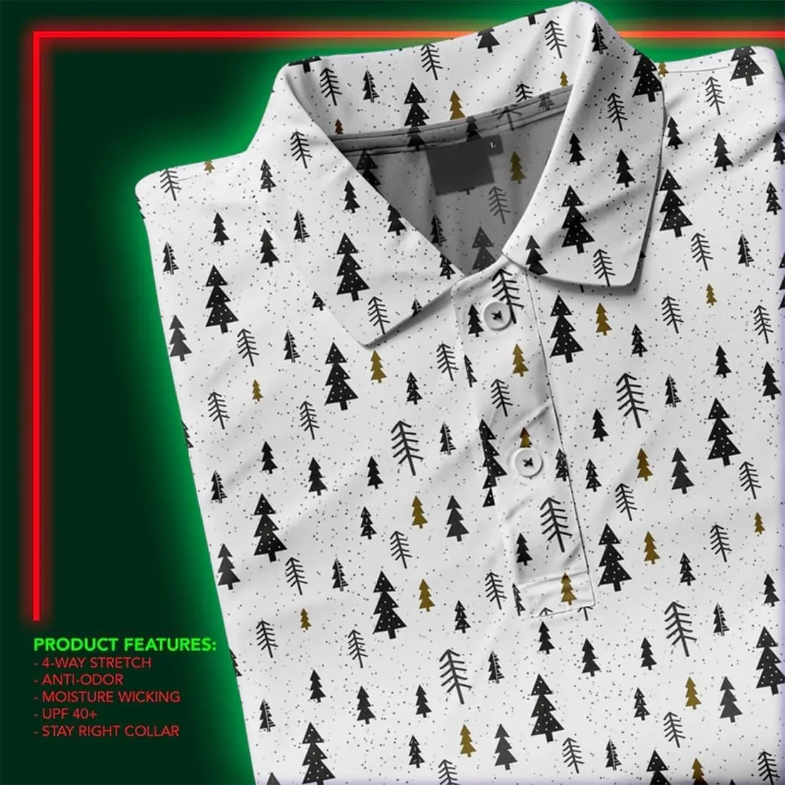 Mens Golf Shirt Moisture 3D Print Wicking Performance Polo Shirts for Men Quick-Dry