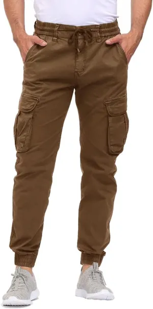 Men's Hiking Cargo Pants Joggers Slim Fit Stretch Lightweight Casual Work Pants with Pockets Drawstring Waist