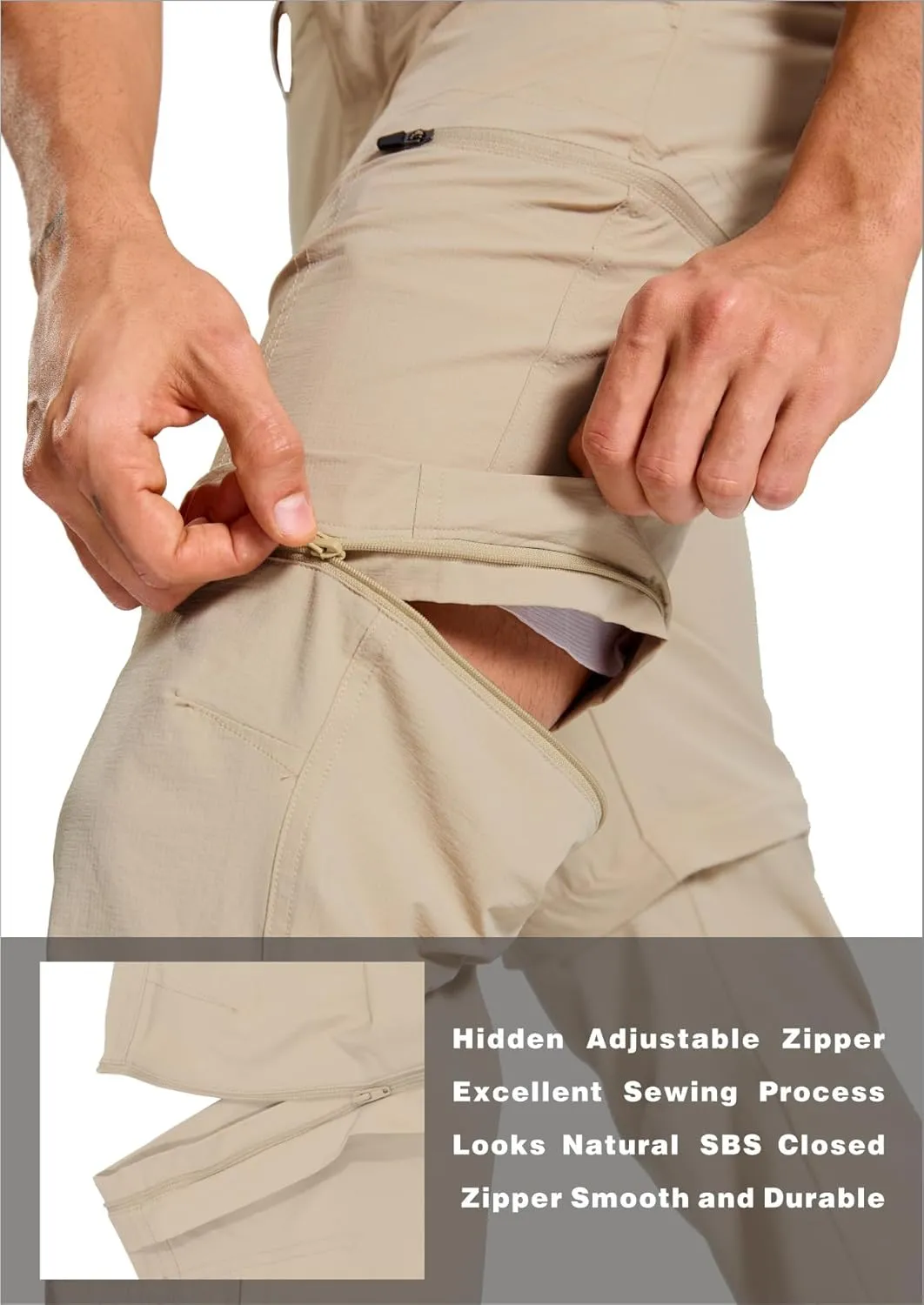 Mens Hiking Cargo Pants Lightweight Quick Dry Convertible Zip Off Waterproof Travel Fishing Climbing Work Pants for Men