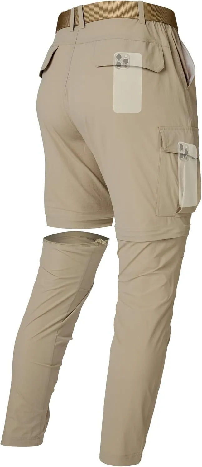 Mens Hiking Cargo Pants Lightweight Quick Dry Convertible Zip Off Waterproof Travel Fishing Climbing Work Pants for Men