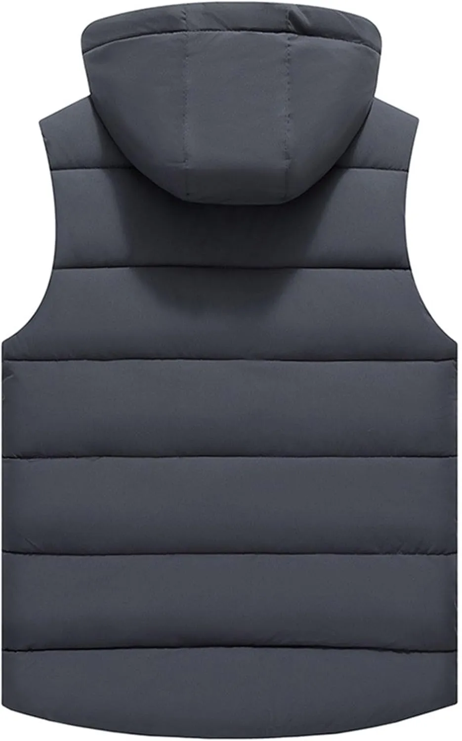 Men's Hooded Cotton Padded Vest Winter Warm Lightweight Quilted Coat Vest Casual Zip Up Thick Sleeveless Jacket
