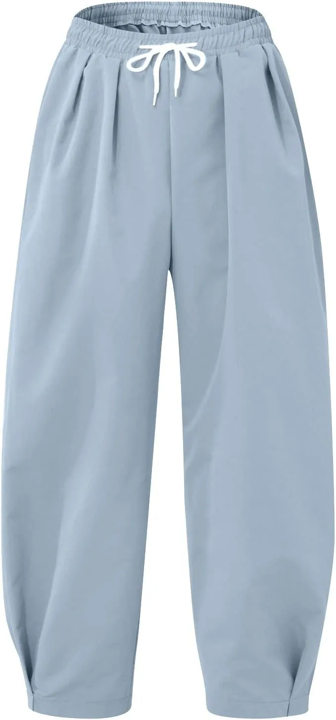 Mens Lightweight Linen Pants Solid Color Summer Sweatpants Lounge Classic Fit Beach Yoga Trousers Outdoor Joggers