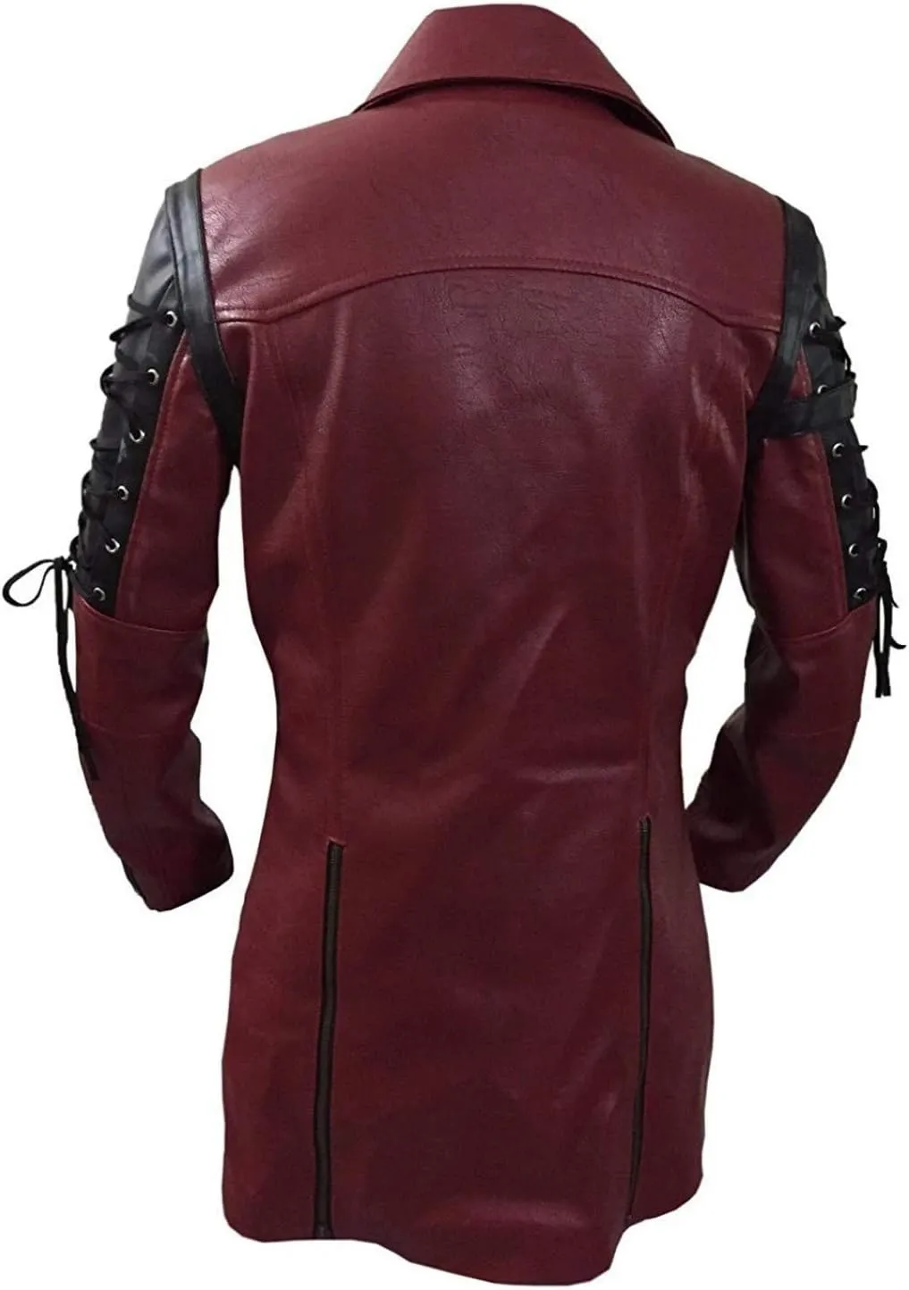 Men's Sexy RED & Black Real Leathr Coat Goth Matrix Trench Coat Steampunk Gothic Leather Coats