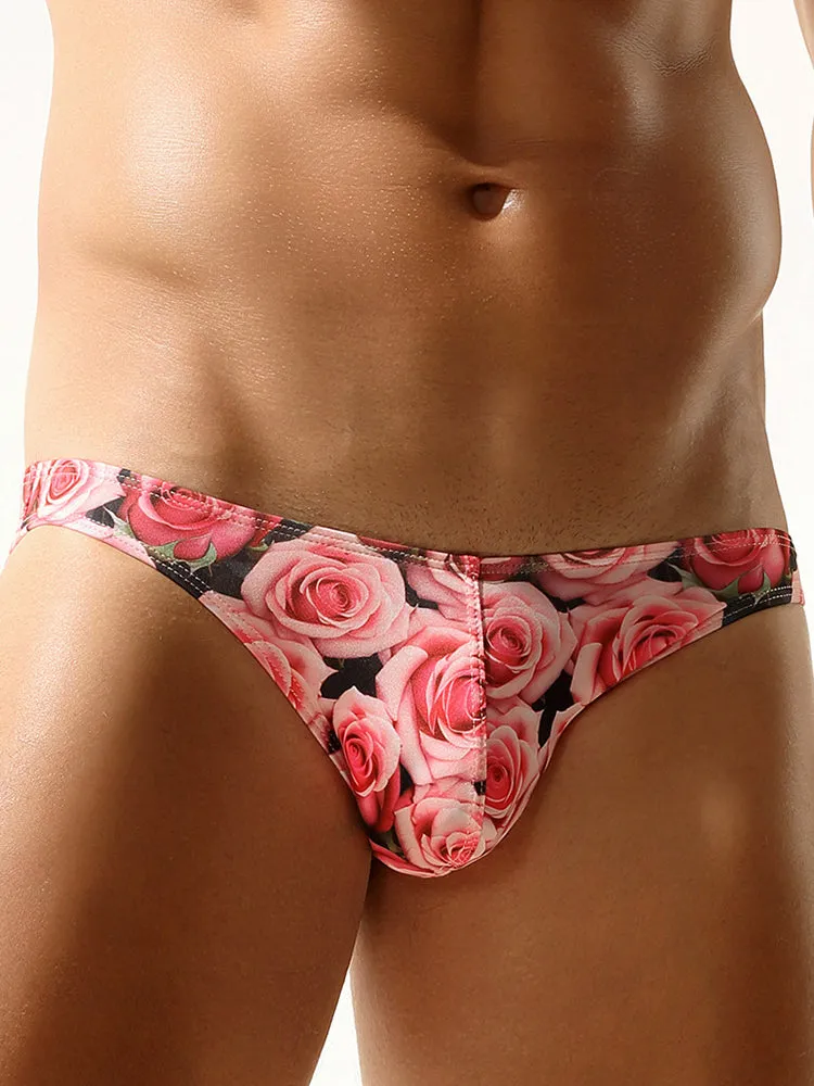 Mens Sexy Rose-Patterned Bikinis