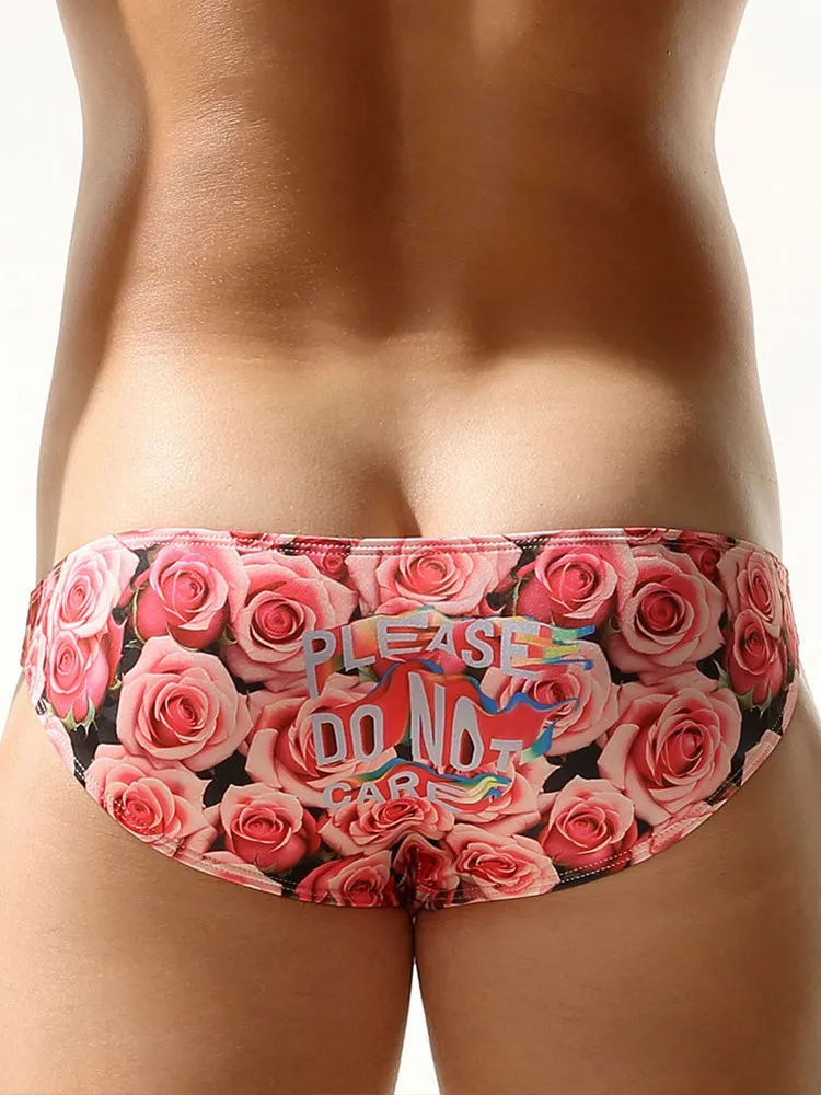 Mens Sexy Rose-Patterned Bikinis
