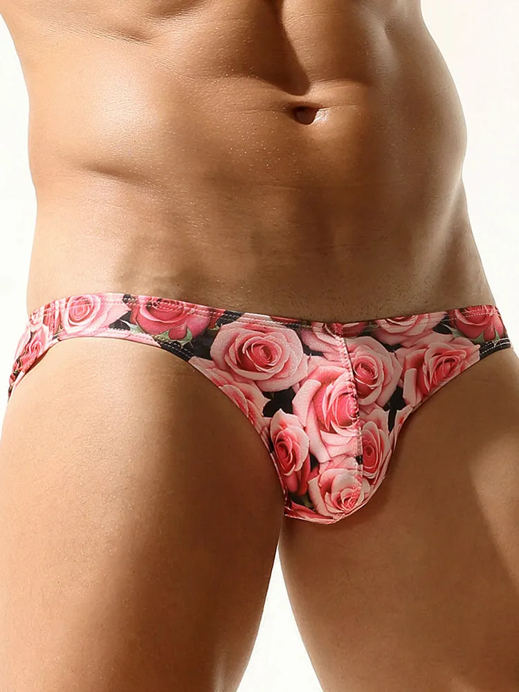 Mens Sexy Rose-Patterned Bikinis
