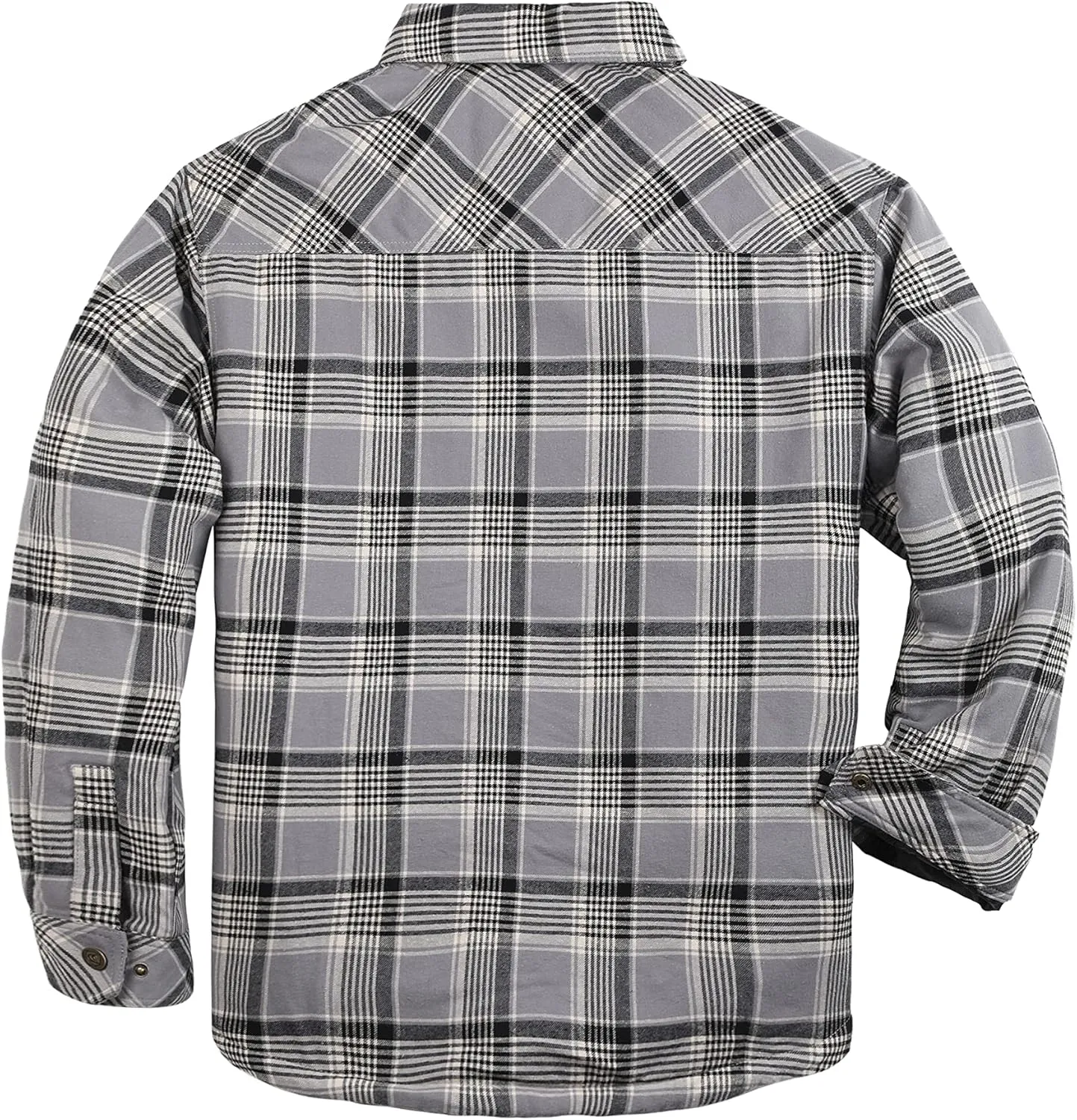 Men's Sherpa Lined Flannel Quilted Jacket Long Sleeve Cotton Button Up Down Jacket Winter Shirts