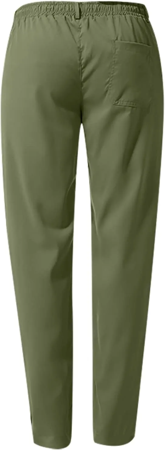Mens Slim Fit Dress Pants Cotton Twill Casual Stretch Relaxed Fit Chino Pants Drawstring Expandable Waist Suit Pant