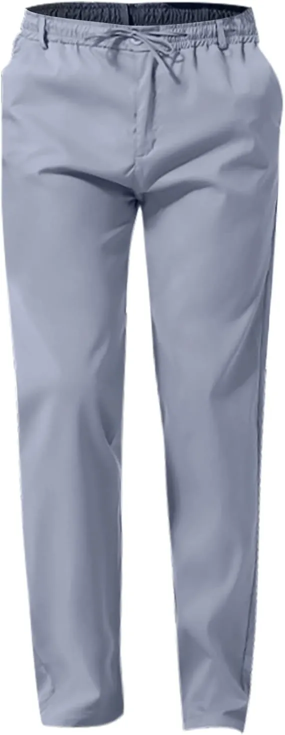 Mens Slim Fit Dress Pants Cotton Twill Casual Stretch Relaxed Fit Chino Pants Drawstring Expandable Waist Suit Pant