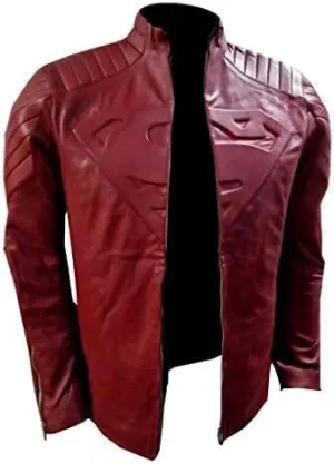 Mens Smallville Clark Kent Tom Welling Leather Superhero Jacket | S Logo Super Hero Faux Leather Jacket