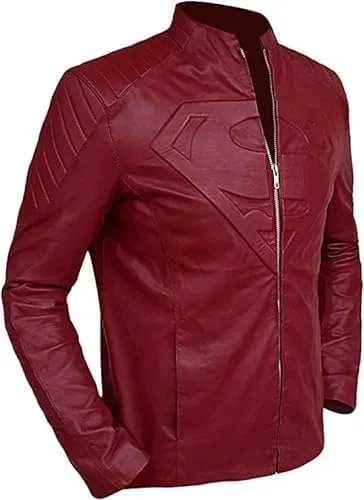 Mens Smallville Clark Kent Tom Welling Leather Superhero Jacket | S Logo Super Hero Faux Leather Jacket